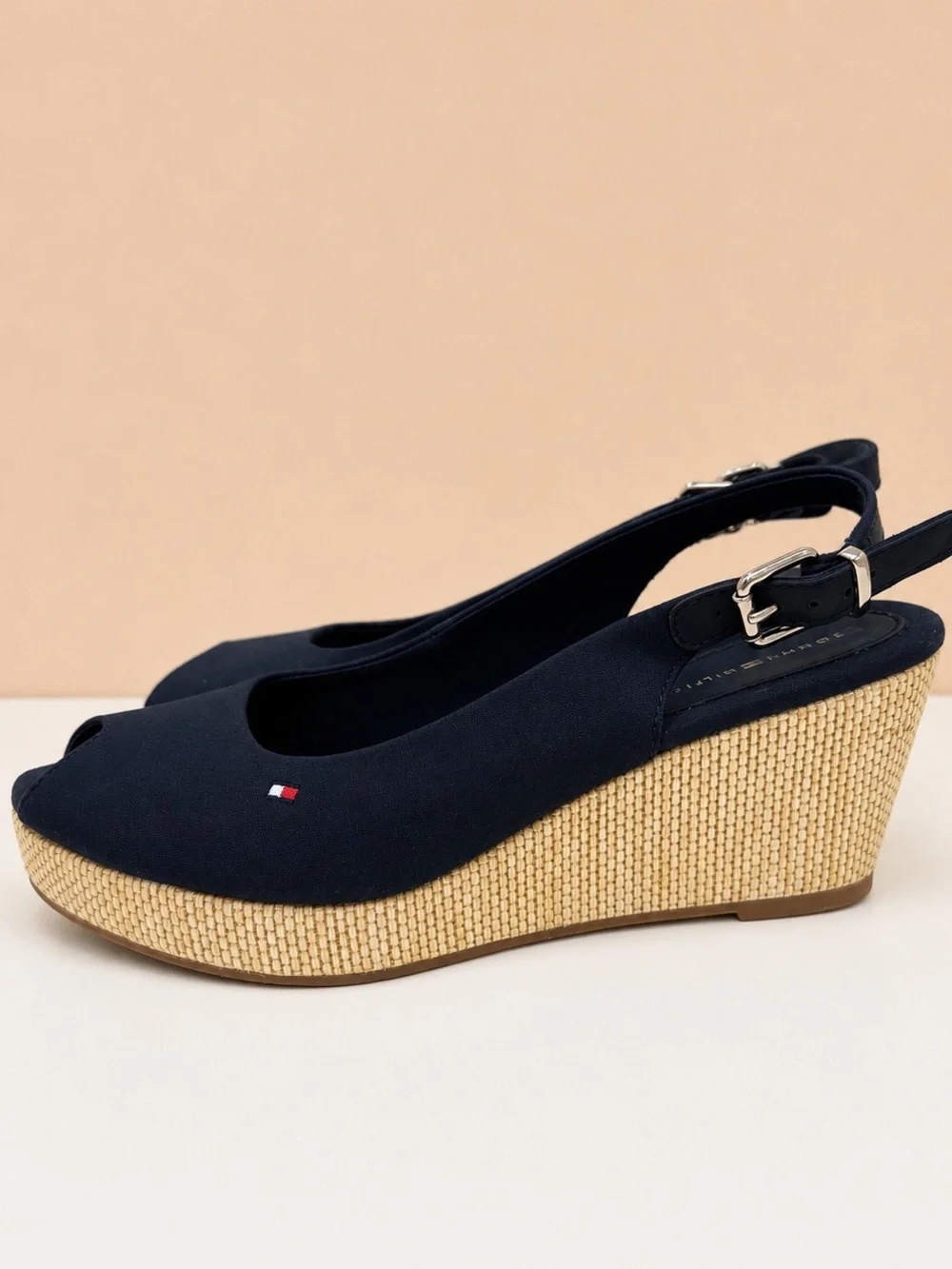 Tommy Hilfiger Blue Espadrilles Wedge Elba Sling Back Wedge Heel size 6.5